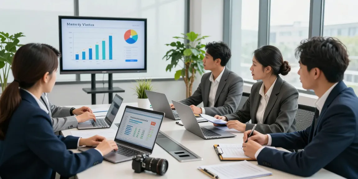 Business professionals discussing business electricity VAT rate strategies in a modern conference room.