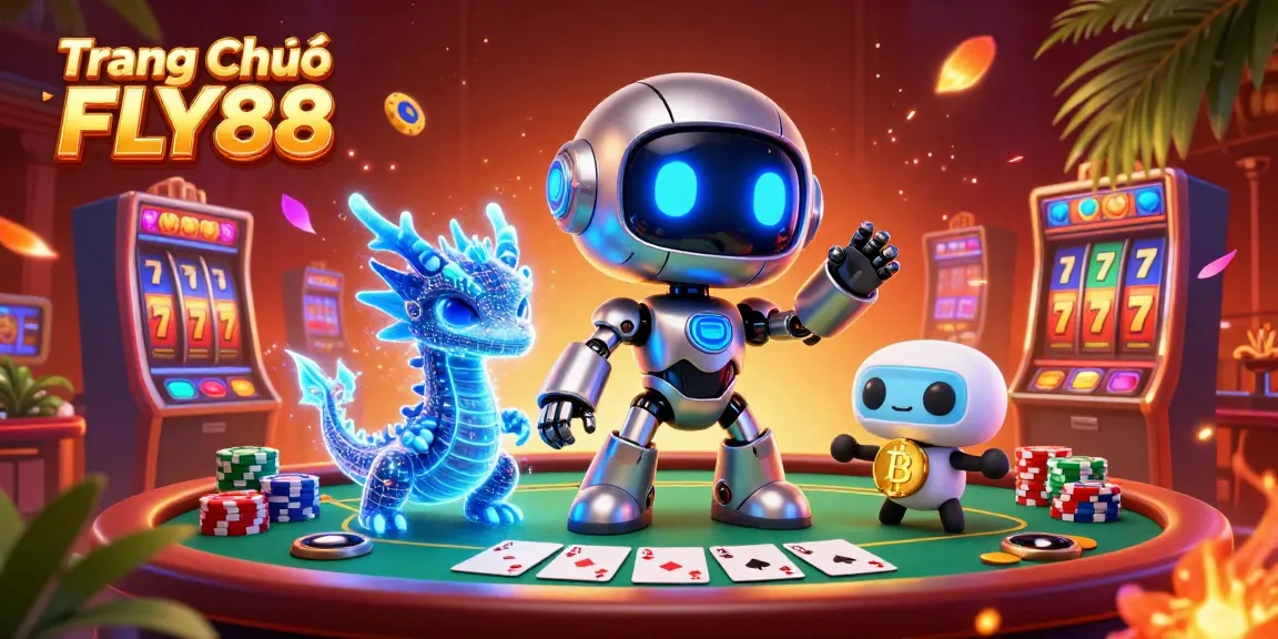 Play thrilling casino games at Trang Chủ FLY88 featuring vibrant characters and dynamic poker scene.