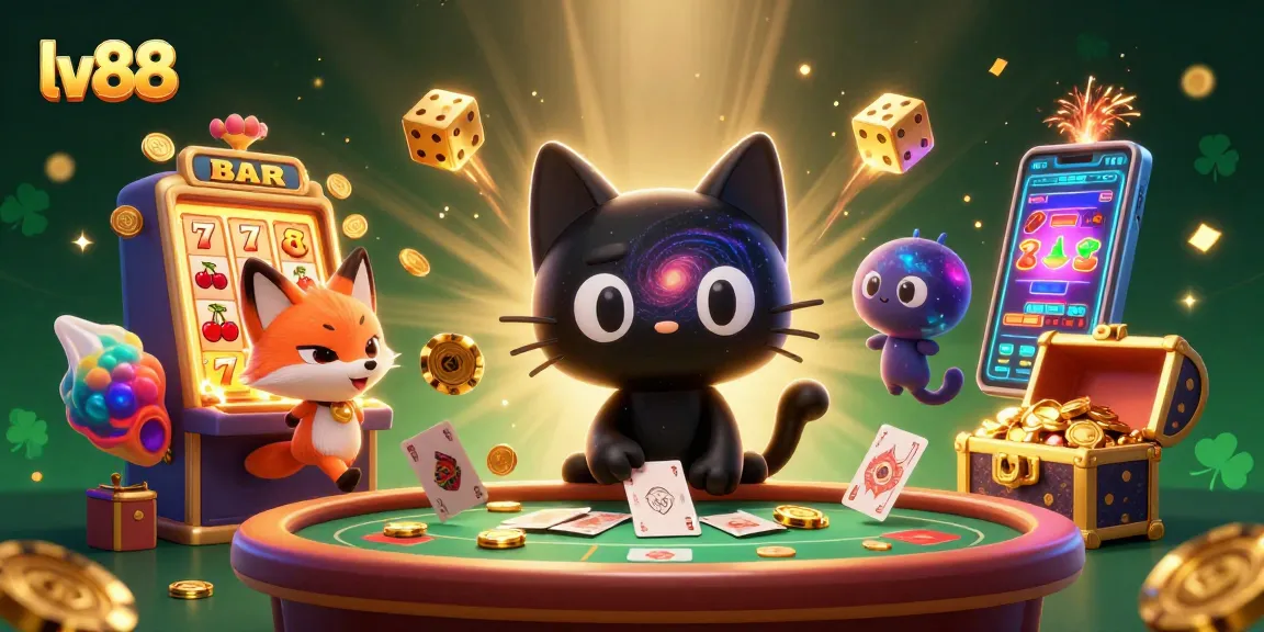 Experience winning excitement at lv88 with a vibrant cosmic casino scene featuring jackpot elements and cartoon characters.