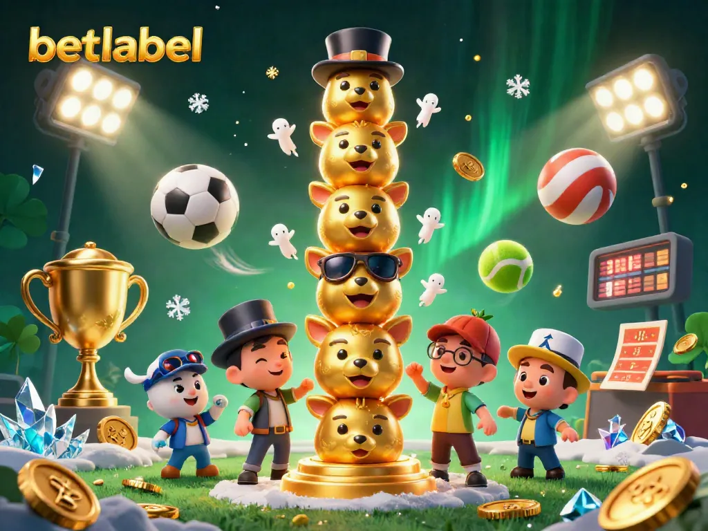 Experience vibrant betting action at Betlabel, featuring a dynamic casino totem under lively sports elements.