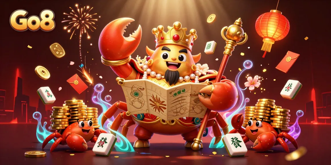 Experience the excitement at Go8 with a vibrant 3D scene showcasing a golden crab emperor thrilling players.