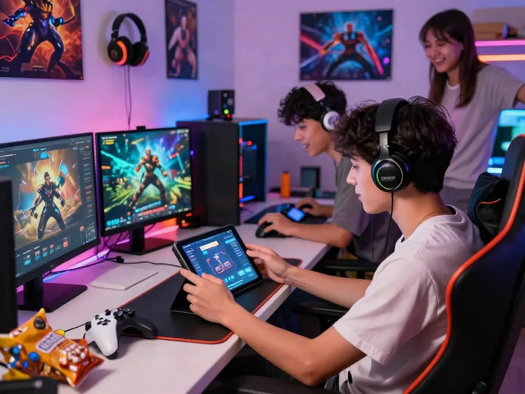 Engaging user on ROKOK88 login interface with vibrant gaming decorations and immersive atmosphere.