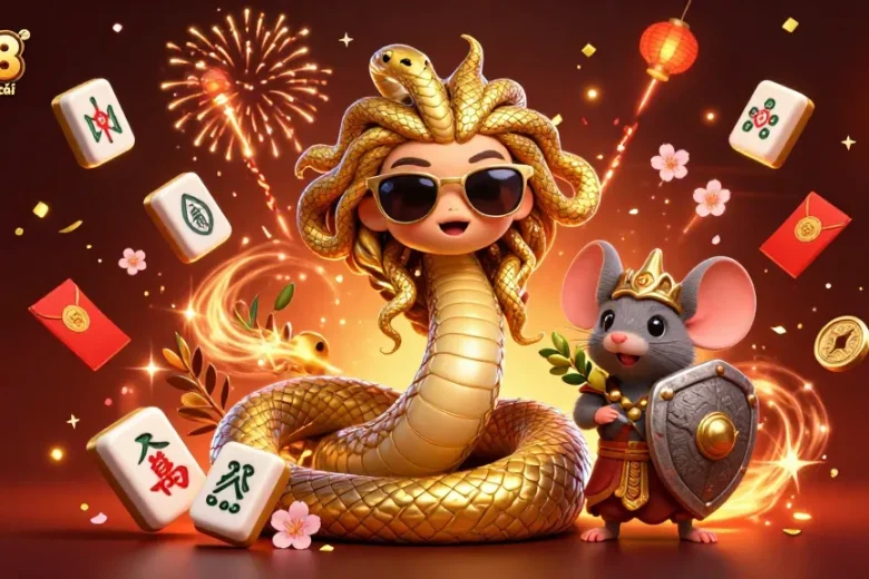 Experience the thrill of "qs88 trang chủ chính thức" with 3D Medusa and warrior mouse celebrating in a vibrant casino backdrop.